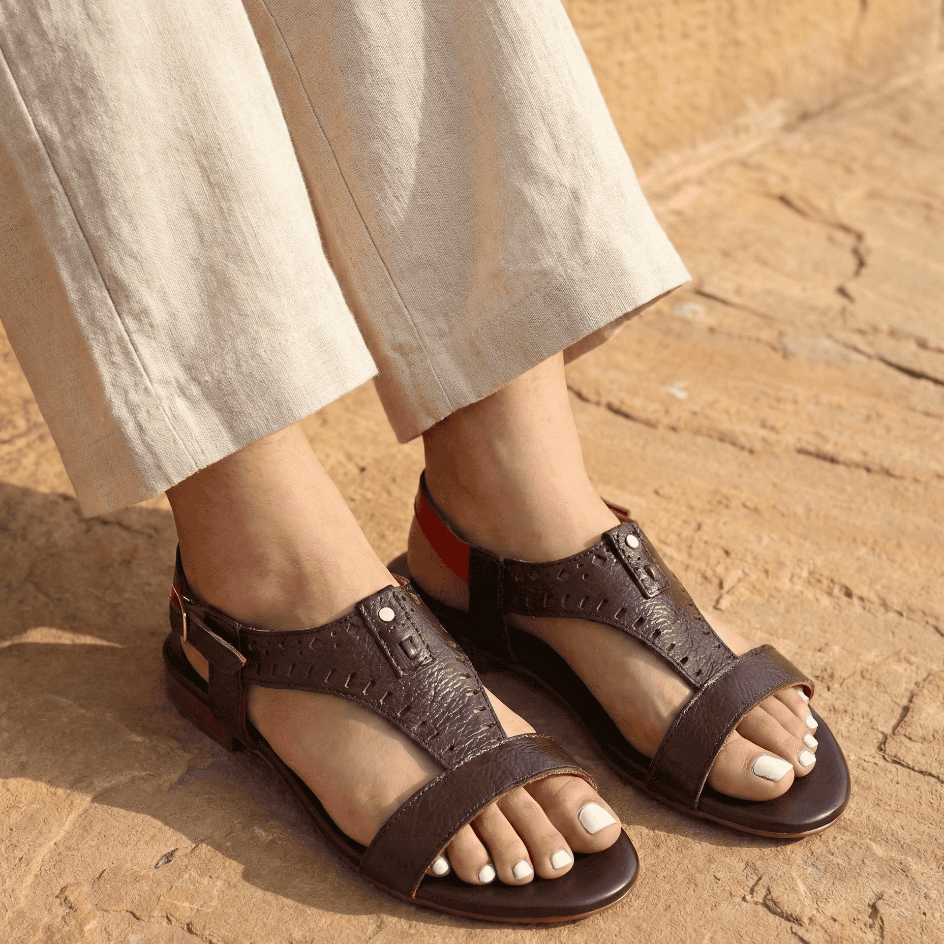 Shah Brown Leather Gladiator Sandal – available in UK sizes 6–13