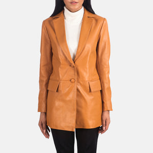 Dagas Brown Leather Blazer Jacket