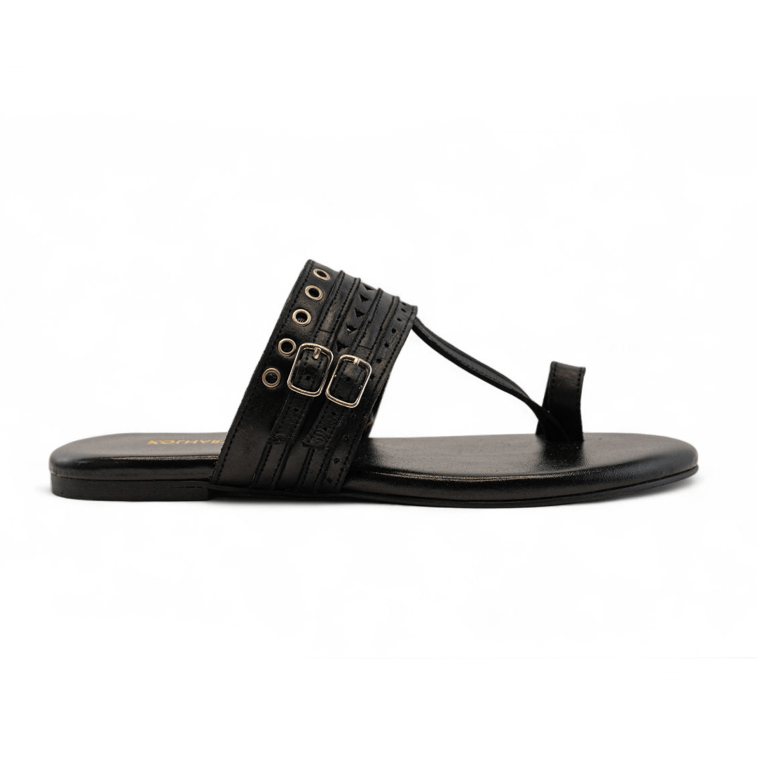 Faris Black Leather Sandal – The Leather Factor