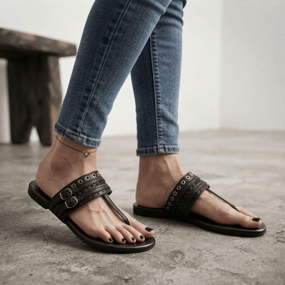 Faris Black Leather Sandal – for casual, everyday, holiday wear