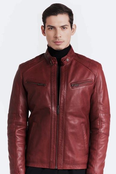 Crimson Biker Leather Jacket